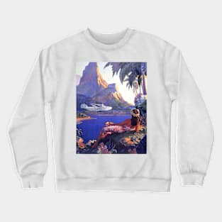 South Sea Islands Girl Seaplane Paradise Crewneck Sweatshirt